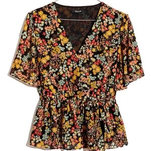 NWT Madewell Wrap Peplum Top in flower garden